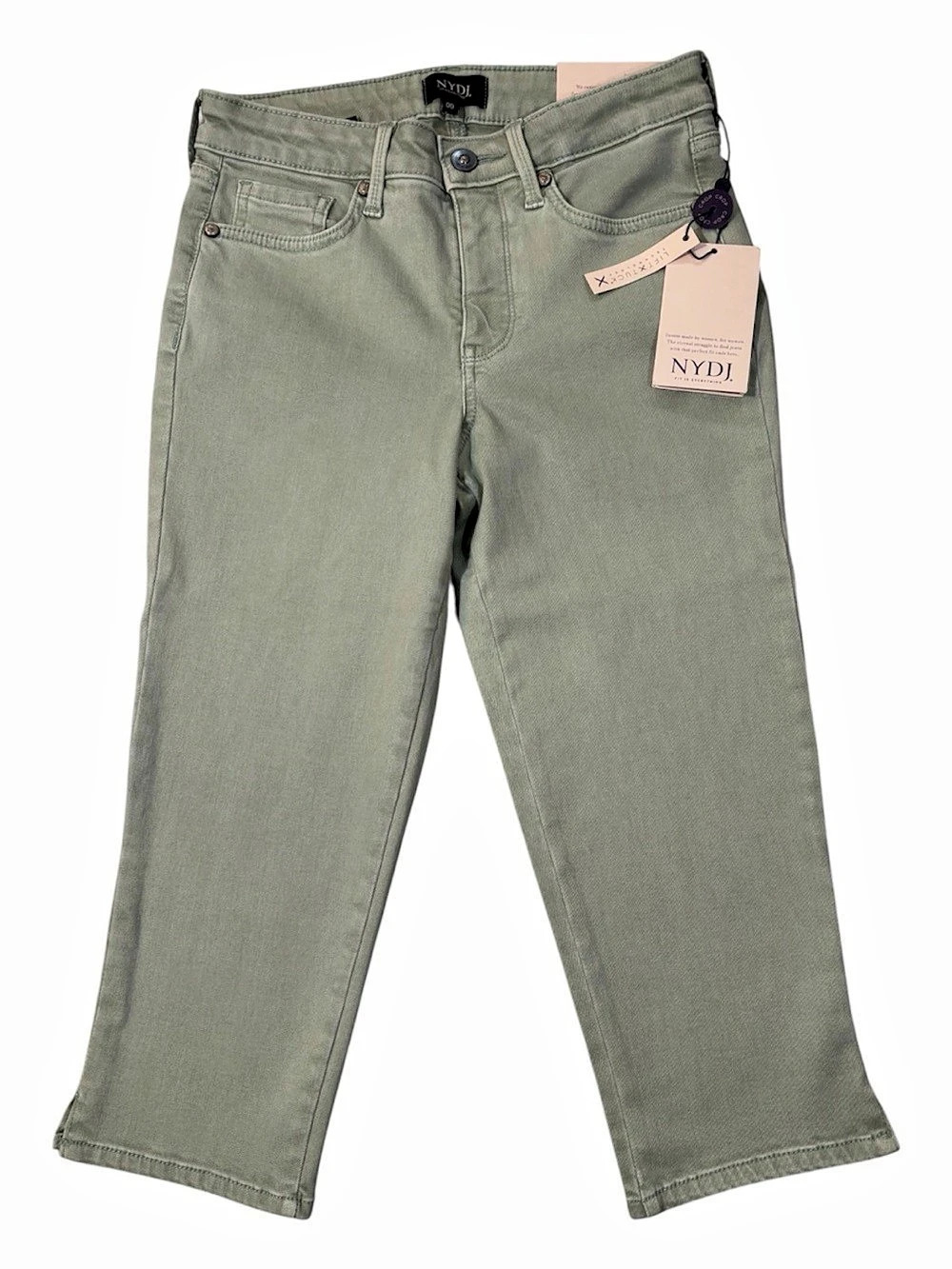 NYDJ Jeans, Marilyn Straight Leg Denim, Sage Green, 00, NWT
